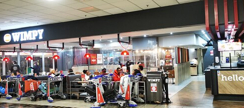 The Wimpy restaurant in the arrivals area of O.R. Tambo airport, Johannesburg